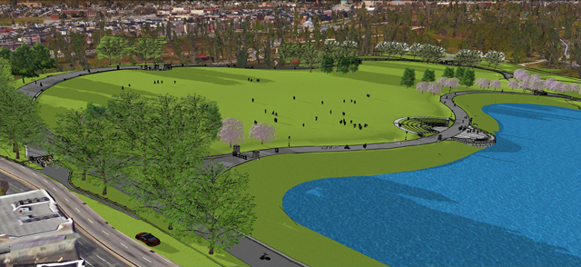 Concept of the completed Druid Lake park area.