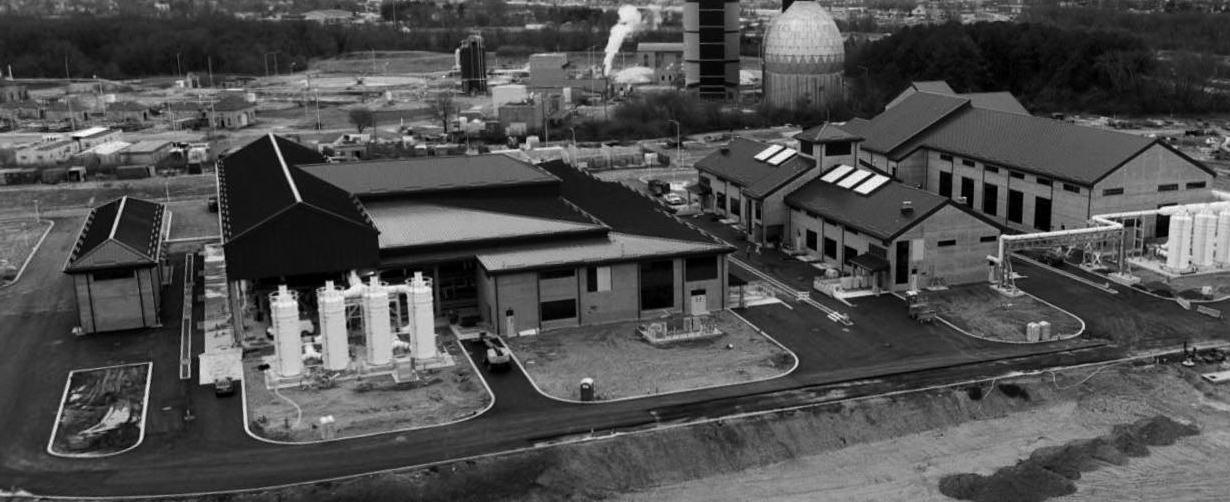 An aerial view of the Headworks wastewater pretreatment facility.